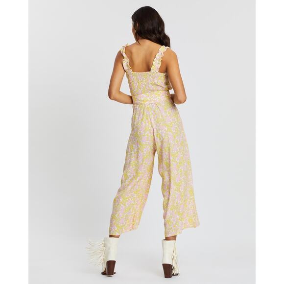 Faithfull the Brand Dolores Ida Floral Print Wide Leg Cropped Jumpsuit Size S - Picture 2 of 12